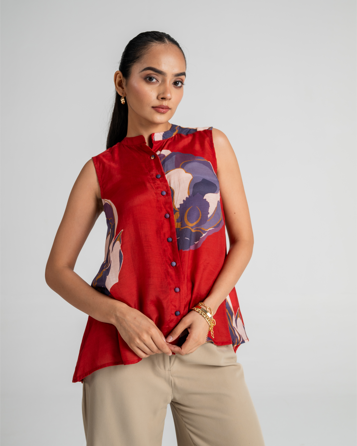 Layla Sleeveless Top- Red