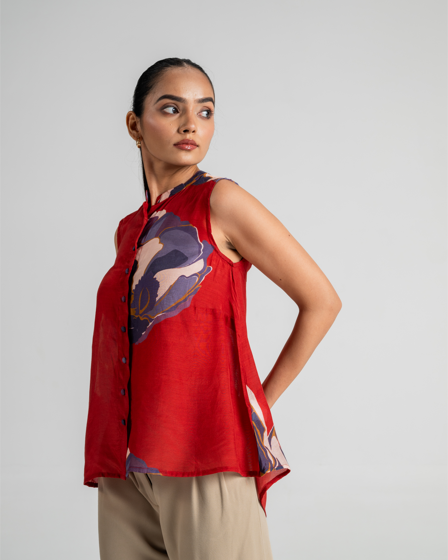 Layla Sleeveless Top- Red