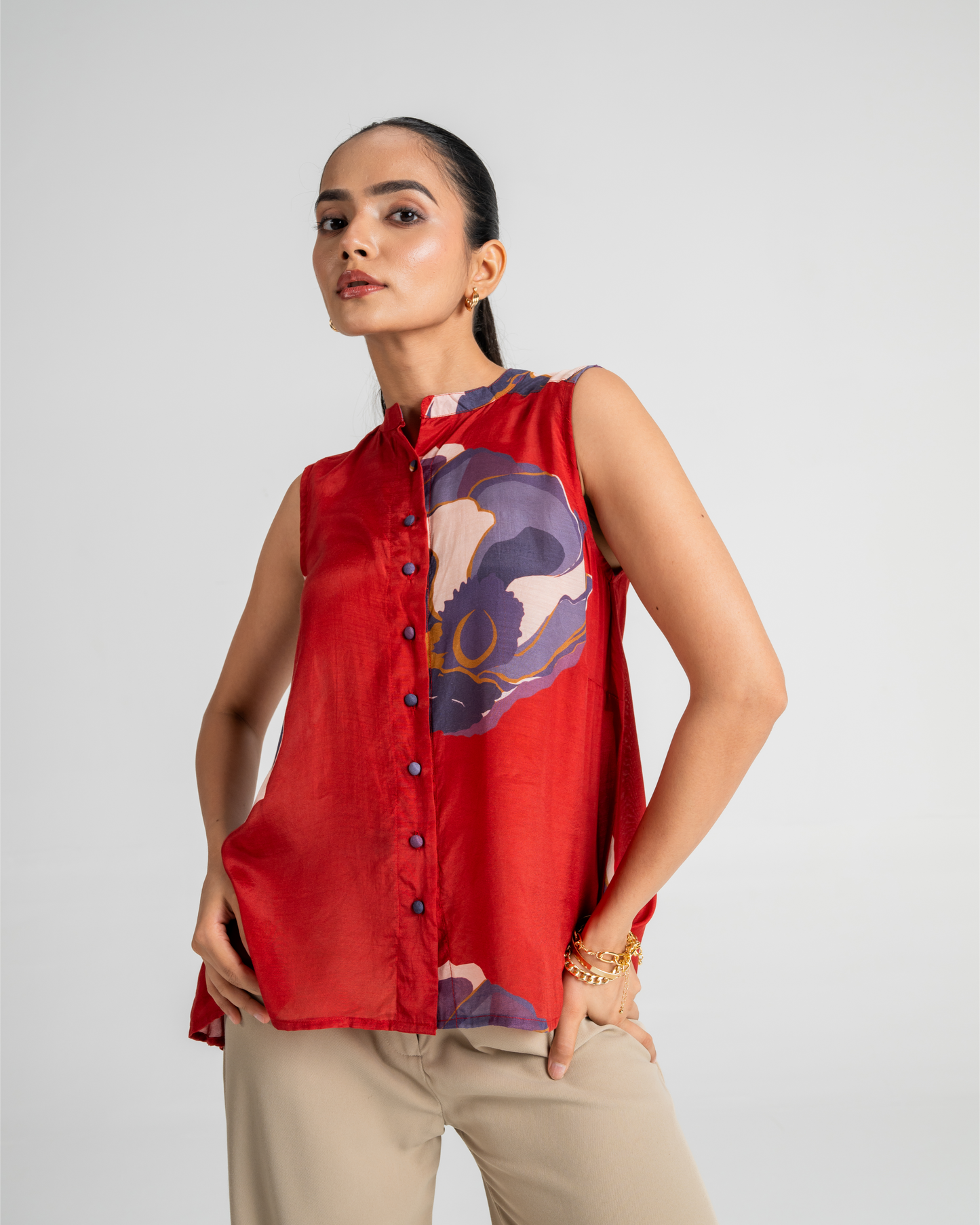 Layla Sleeveless Top- Red